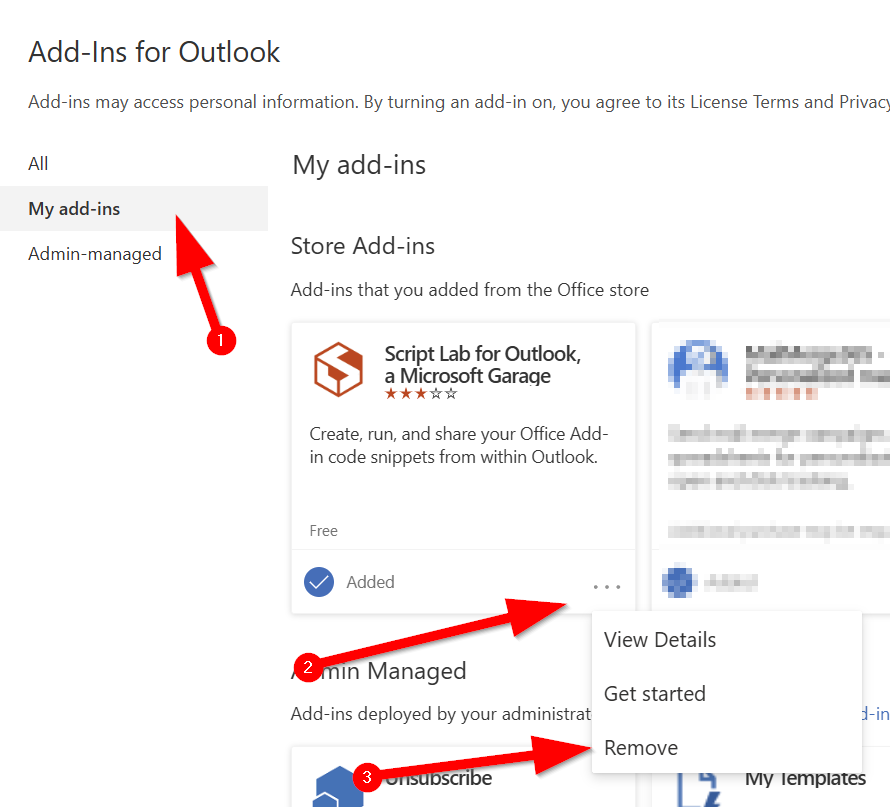 Outlook window with the Add-Ins dialog open